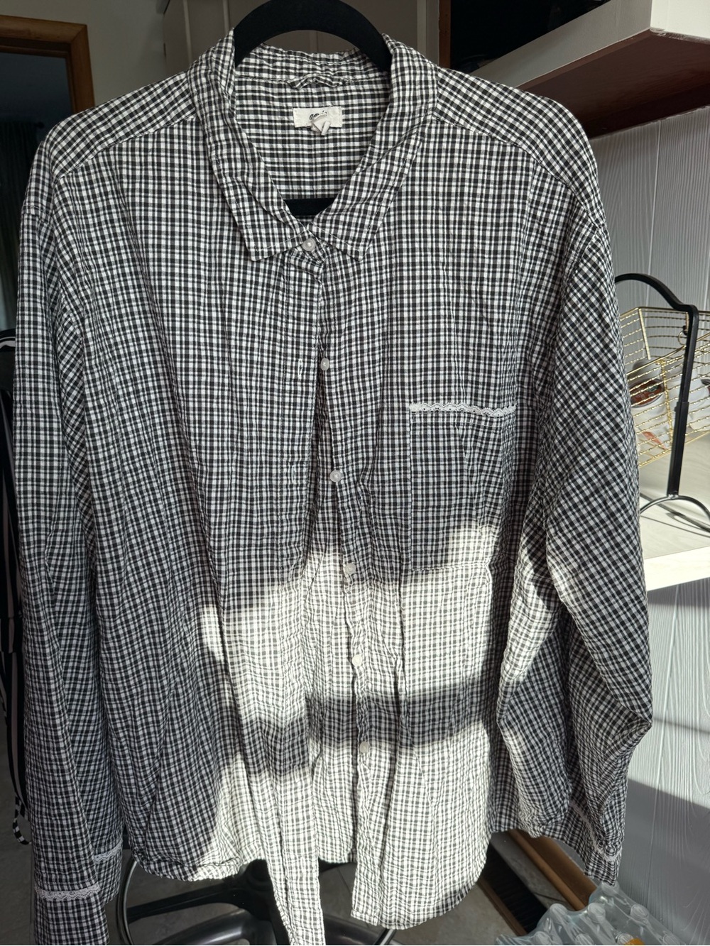 aerie Black and White Plaid Lightweight Shirt Jacket